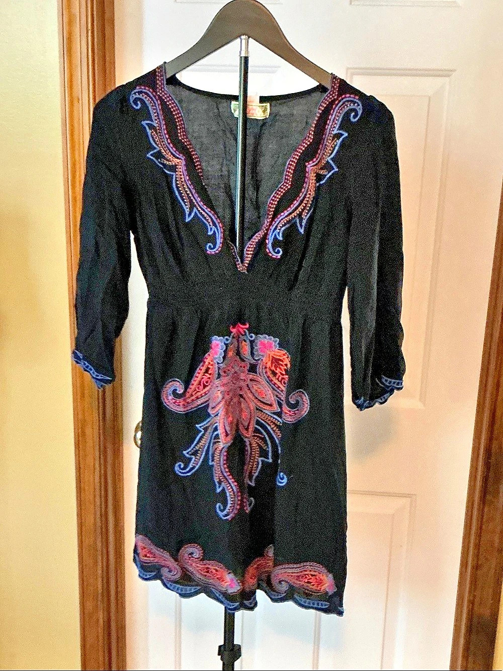 Flying Tomato Embroidere Dress in Black Size Medium